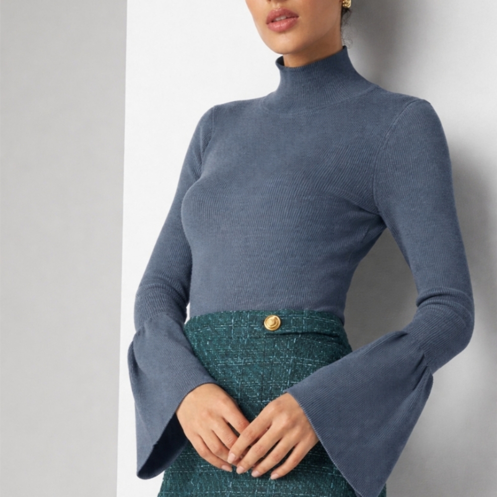 Alexander Wang Flared Sleeve Ribbed Turtleneck